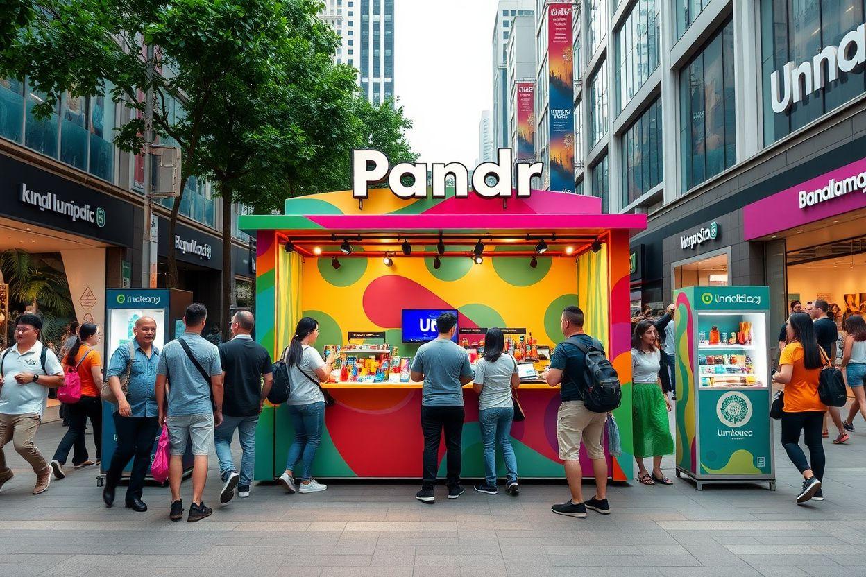 Colourful brand activation pop-up booth in a Kuala Lumpur shopping district