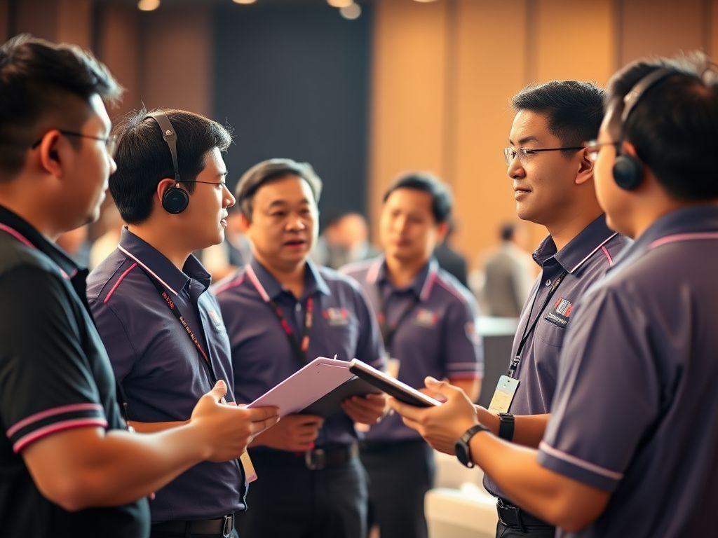 SKB Momentum Events production crew briefing before a conference
