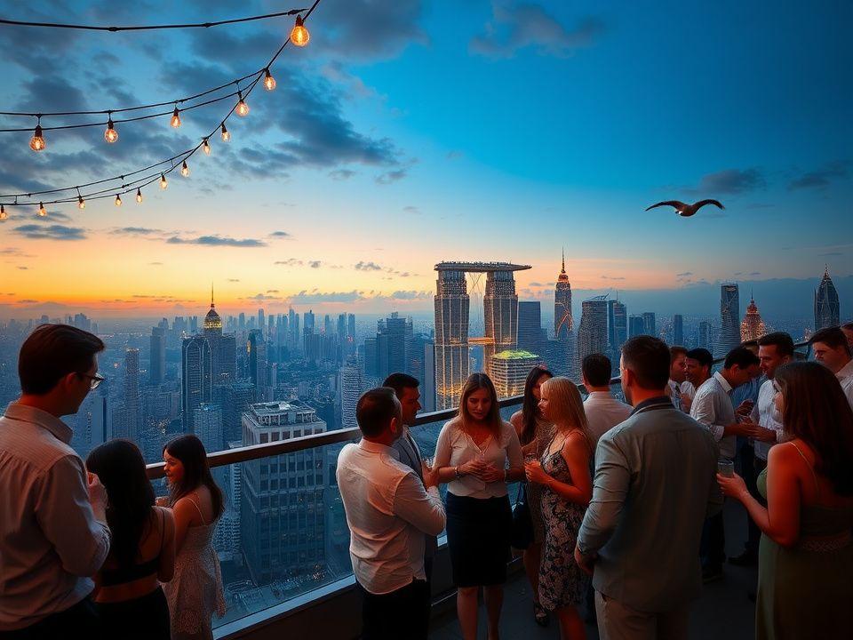 Rooftop cocktail reception over the Kuala Lumpur skyline